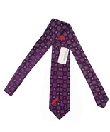NEW $295 Isaia Pure Silk 7 Fold Tie!  Beautiful Purple With Medallion Pa... - £102.71 GBP