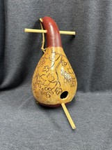 Vintage Unique Hand Painted Wood Burned Gourd Decorative Birdhouse - £19.57 GBP