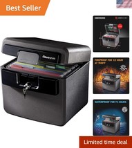 Black Fireproof &amp; Waterproof Document Safe with Key Lock - Secure Your V... - $101.99