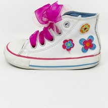 Converse Toddler Girls White Leather Floral Accents Hi-top Sneakers, Size 6 - £14.61 GBP