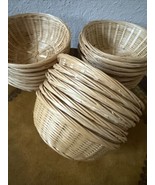 Vtg Set Of 22 Wicker Woven Basket Bowls Boho Decor Serving Bowl  - 6” - £37.19 GBP