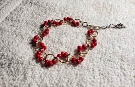 Red Chainmail Beaded Zig Zag Bracelet Adjustable 6 - 8.5 - £7.44 GBP
