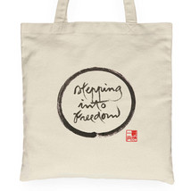 Thich Nhat Hanh Calligraphy Tote Bag Stepping Into Freedom Handbag Cotton Gift - £13.41 GBP