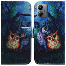 For Motorola Moto G14 Coloured Drawing Flip Leather Phone Case(Oil Painting Owl) - £3.94 GBP