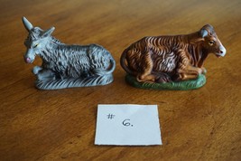Vtg Christmas Nativity Hard Plastic Lot of 2 Italy Barn Animal Donkey &amp; ... - $12.95