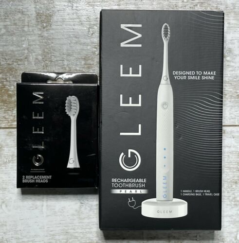 NEW Gleem Rechargeable Electric Toothbrush Pearl White + 2 Pack Brush Heads - $35.99