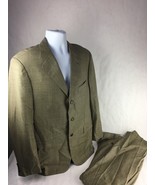 Faconnable Mens Pant Suit Set Khaki Buttons Notch Lapel Pockets Pleated ... - £57.43 GBP