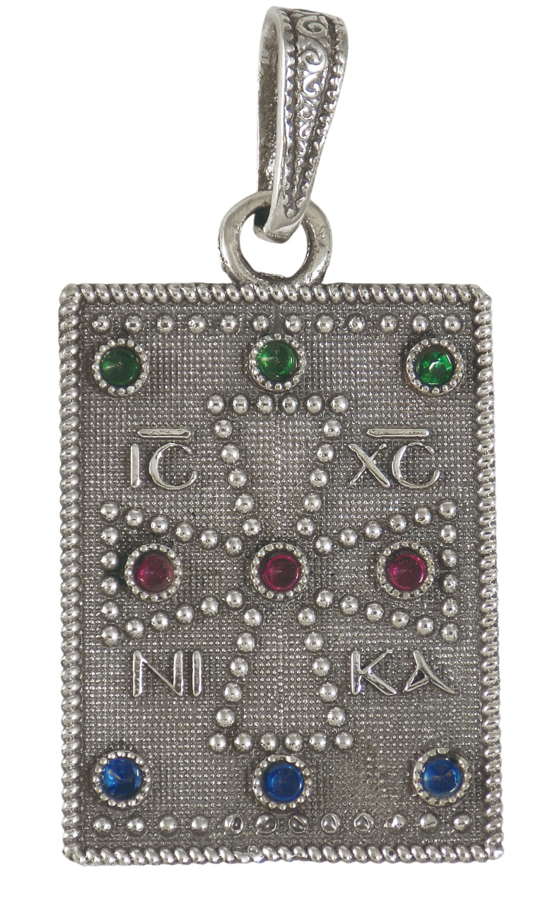 Sterling Silver  Gold Plated Stones Handmade Greek Orthodox Pendant Neck... - $94.05+