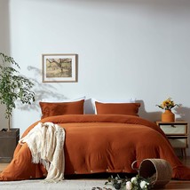 NexHome Duvet Cover Sets King Size Rust/Burnt Orange Double Brushed, 3pcs - £34.32 GBP