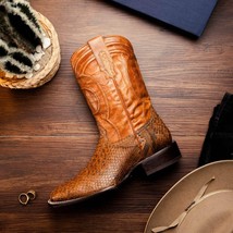 MISSOURI Genuine Snake Skin Cowboy Boot from the Western Collection Cognac image 8