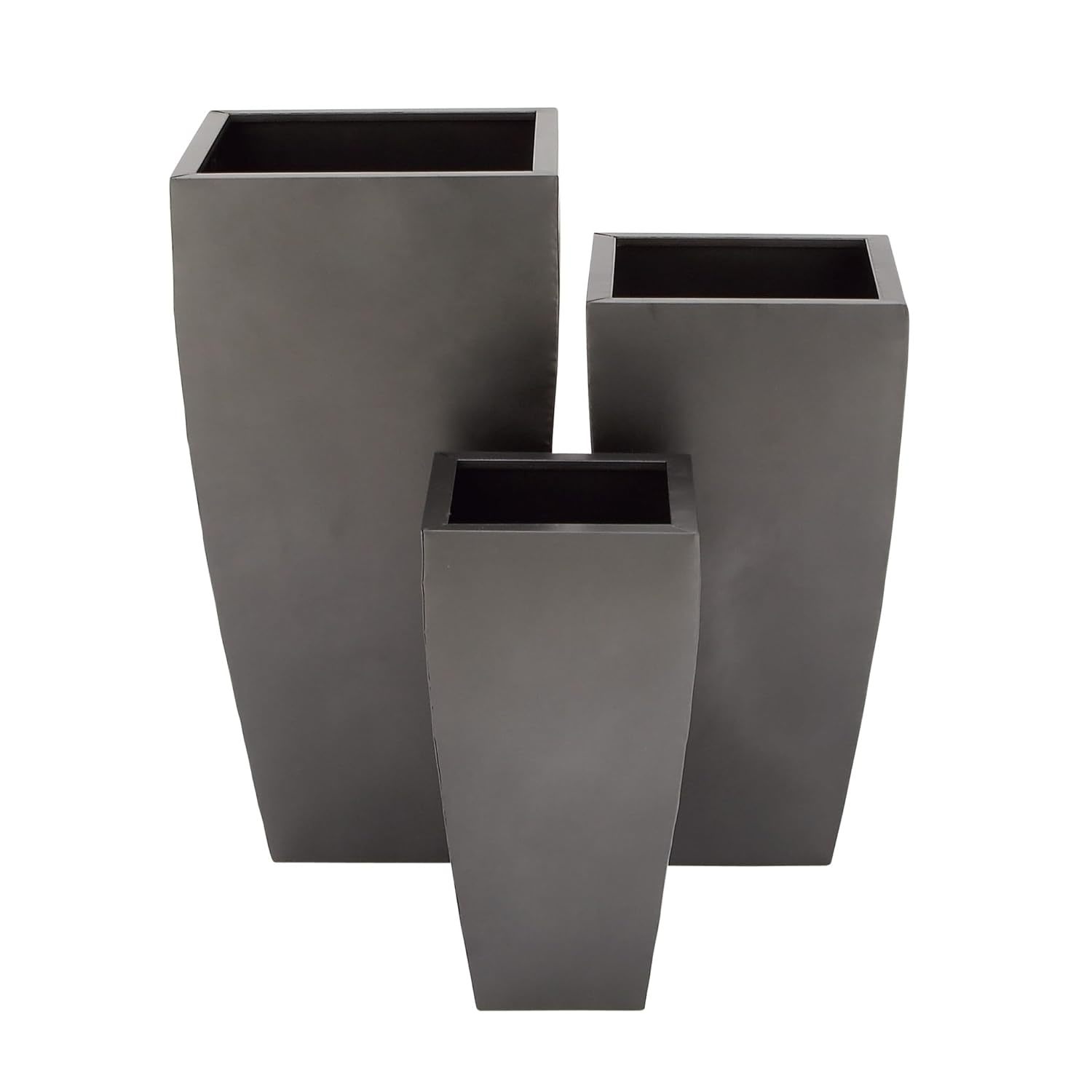 Deco 79 Metal Indoor Outdoor Planter with Tapered Base, Set of 3 20", 25", 30"H,