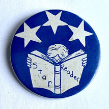 Vintage 3 Star Reader Award Pinback Button 2 1/4” Education School Achievement - £10.35 GBP