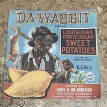 Original 1940&#39;s DA WABBIT Brand Louisiana Sweet Potatoes Crate Label Yams JD - £16.70 GBP