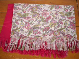 Vintage Emily Wetherby Woven Silk Grosgrain Floral Damask Table Runner Scarf 44&quot; - £29.46 GBP