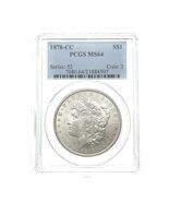 1878-CC $1 Silver Morgan Dollar PCGS MS64 Uncirculated Nice Strike! - $24,043.24 MXN