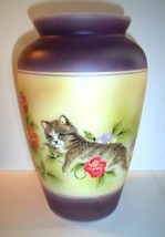 Fenton Glass Pussy Cat Pansies Flower Vase Tabby Very Ltd Ed GSE #2/11 M Kibbe - £444.22 GBP