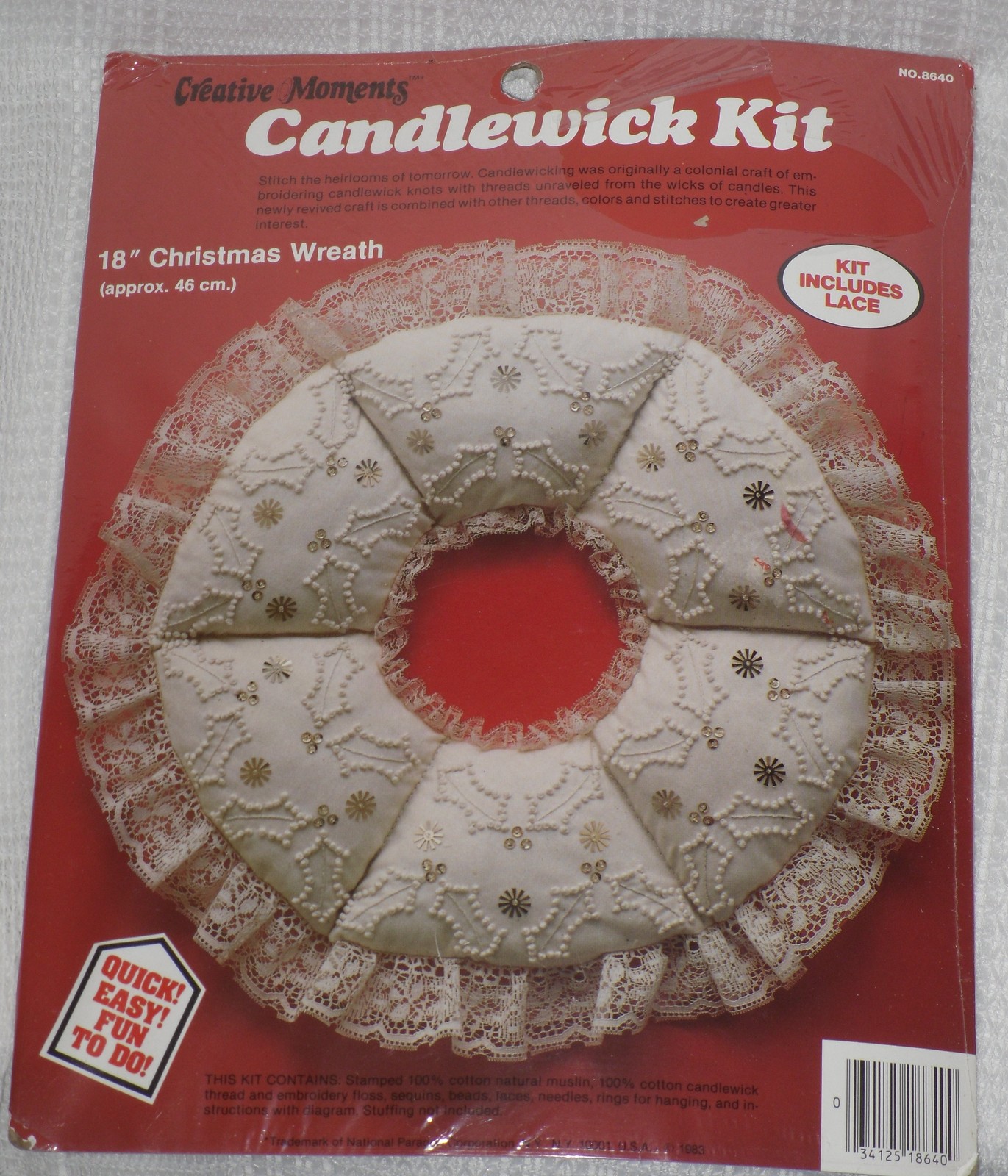 Creative Moments Candlewick Kit 18" Christmas Wreath Paragon 8640 Sealed Vintage - £7.86 GBP
