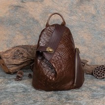 Vintage Genuine Leather Backpack Women Bag Cowhide Handmade Travel Backpacks Lad - £80.29 GBP