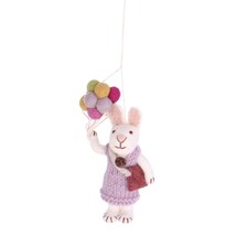 Nwt Gry &amp; Sif Felted Wool Bunny Collector ORNAMENT-PURPLE SWEATER-PURSE-BALLOONS - £17.27 GBP