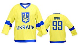 Any Name Number Ukraine National Team Retro Hockey Jersey Yellow Any Size image 2