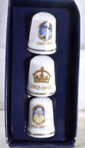 #3149 The Queen’s Diamond Jubilee 3 Porcelain Thimble set - £11.98 GBP