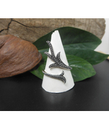 Leaf Textured Wrap Ring 925 Sterling Silver, Handmade Women Adjustable Ring - £25.06 GBP