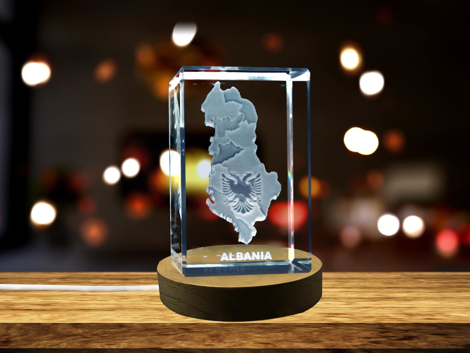 LED Base included | Albania 3D Engraved Crystal 3D Engraved Crystal Keep... - $25.99+