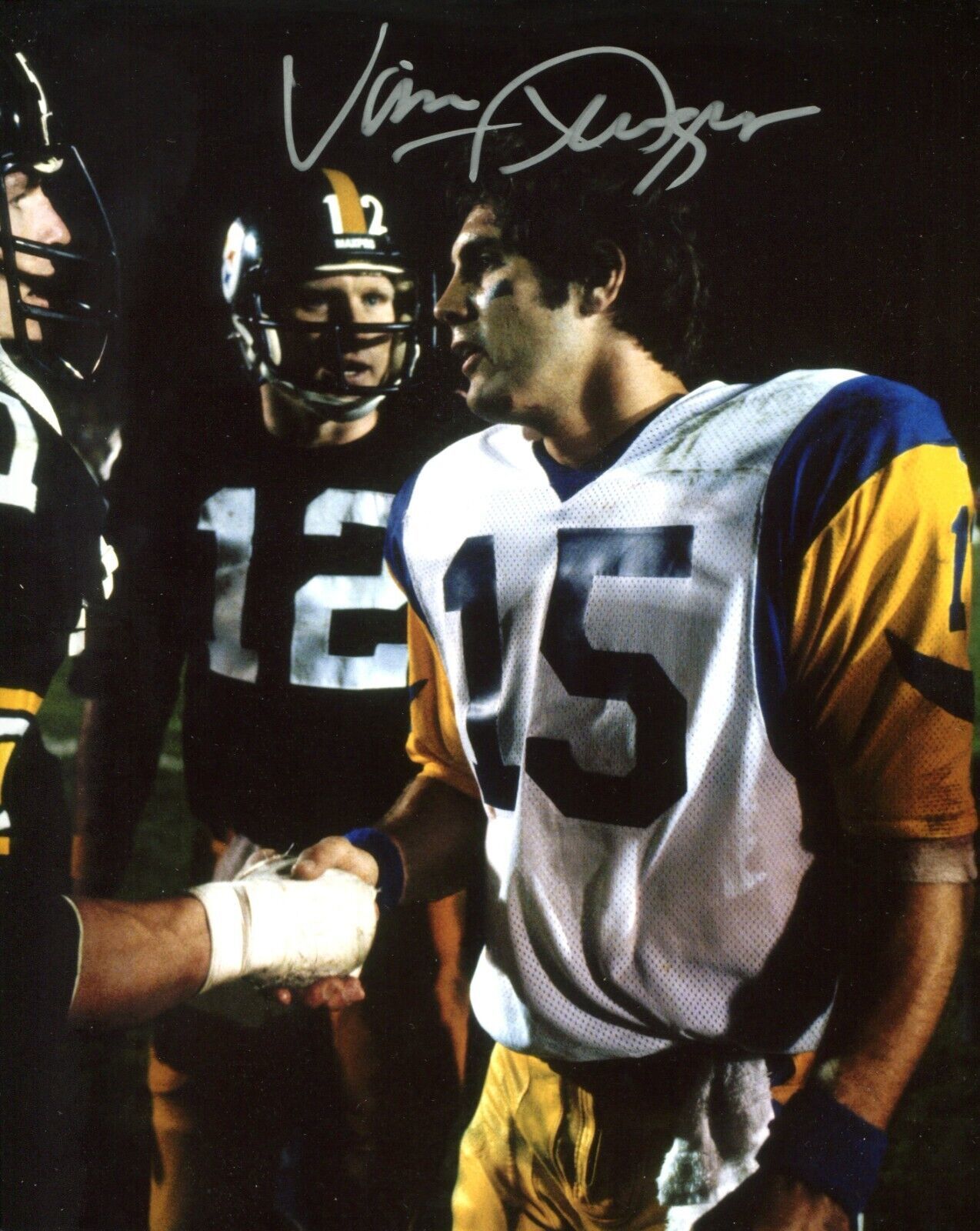 Primary image for VINCE FERRAGAMO SIGNED 8X10 PHOTO RAMS VS STEELERS SUPERBOWL XIV TERRY BRADSHAW
