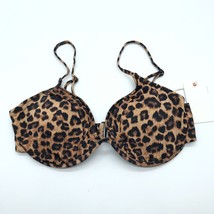 Good American Show Off Curve Bikini Top Underwire Leopard Print Brown 3 US L - £26.58 GBP