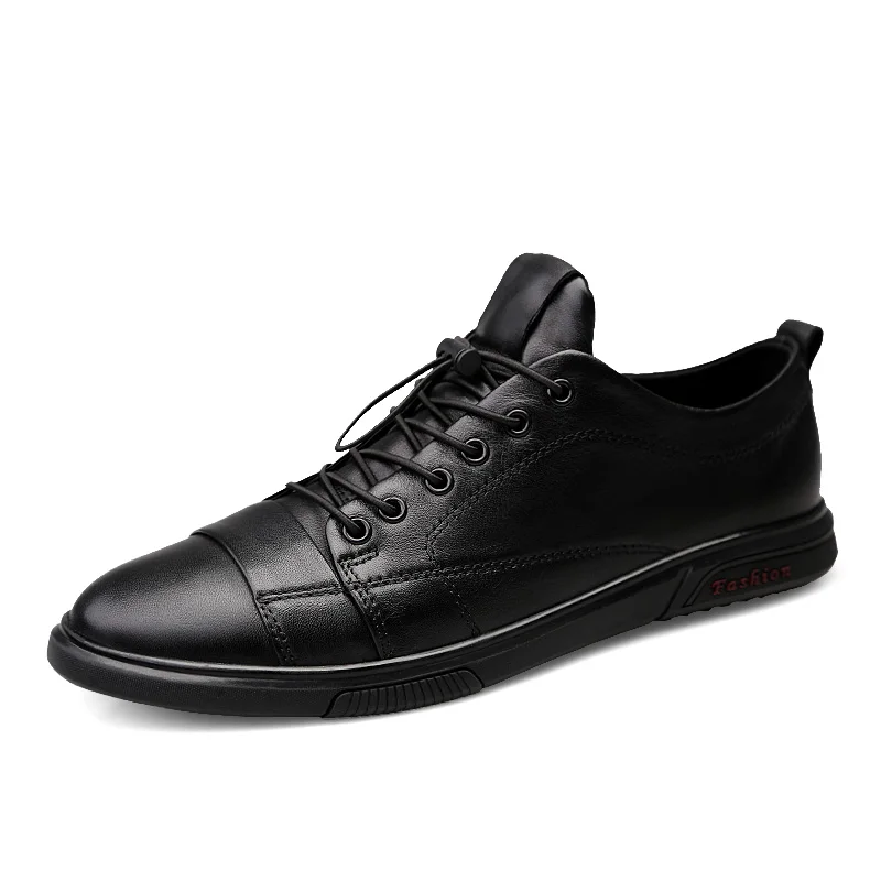 Luxury Genuine Leather Men Casual Shoes Classic Male Lace-Up Outdoor Fla... - $76.62