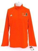 Adidas Orange Miami University 1/4 Zip Long Sleeve Ultimate Tee Shirt Men&#39;s M - $37.12