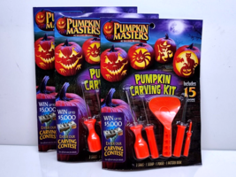 Pumpkin Masters Halloween Pumpkin Carving Kit Tools 10 Patterns LOT OF 3 - $10.10