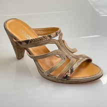 SALAMBO Shoes Mules Heel Sandals Suede w/ Snake Women&#39;s Size Eu 39 US 8.5 - £28.31 GBP