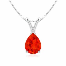 ANGARA 8x6mm Natural Fire Opal Solitaire Pendant Necklace in Silver for Women - £194.39 GBP+