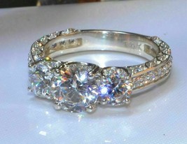 2.45Ct 14k White Gold Over Round Anniversary Solitaire Diamond Engagement Ring - £71.05 GBP