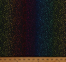 Cotton Stars Rainbow Sparkles on Dark Navy Magical Fabric Print by Yard D693.56 - £9.40 GBP