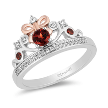 Enchanted Disney Silver 1/10 CTTW Diamond and Red Garnet Snow White Tiara Ring - £59.61 GBP