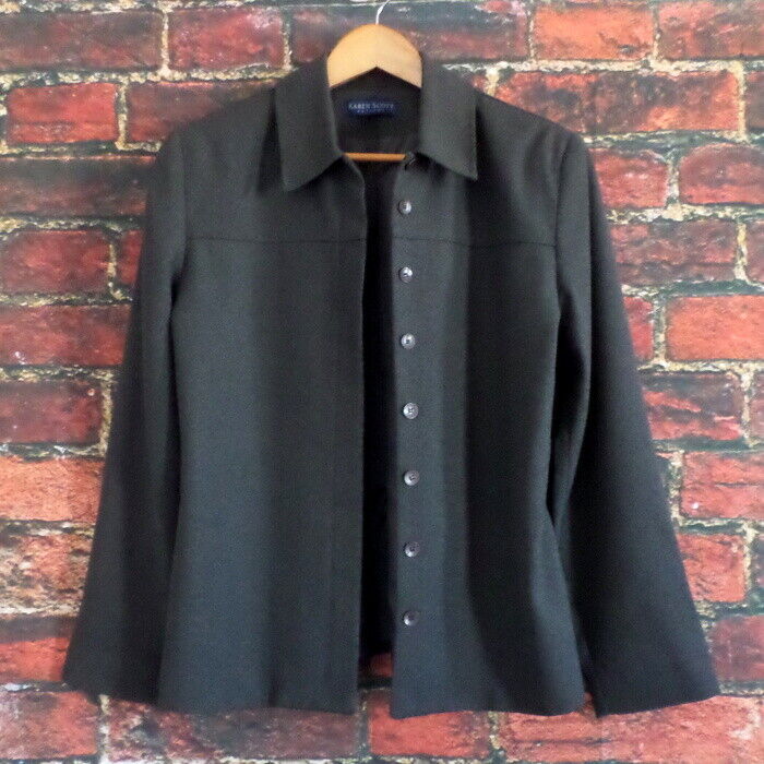 Karen Scott Petites Womens Blazer 10P Dark Gray Brown Color Career Offic... - $7.92