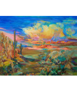 Desert Sunset Original Acrylic Painting by Lynn Cahill - $39.00