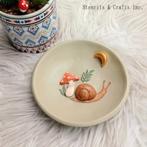 Enchanting Mushroom Snail Trinket Dish | Retro Boho Handmade Jewelry Tray | Moon - £31.33 GBP