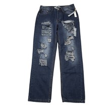 American Bazi Pants Womens 5 Blue Denim Straight Distressed High Rise Lo... - £23.65 GBP