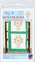 Jack Dempsey Stamped White Quilt Blocks 18&quot;X18&quot; 6/Pkg-Basket Of Sunflowers - $354.45 MXN