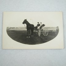 RPPC Real Photo Postcard Horse &amp; Buggy Man Woman Couple Farm Antique 1904-1918 - £15.97 GBP