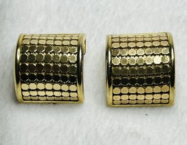 Vintage Signed Whiting and Davis Co. Mesh Gold Tone Clip-On Earrings - £22.72 GBP