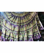 PURPLE GOLD ✨️ PEACOCK ATS TRIBAL SPARKLE PRINT GYPSY Skirt 25 Yards~36" - $148.49