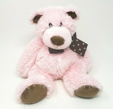 12&quot; MARY MEYER BABY PINK &amp; BROWN TEDDY BEAR STUFFED ANIMAL PLUSH TOY W/ BOW - £36.48 GBP