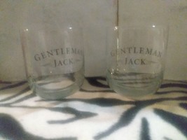 Pair Jack Daniels Gentleman Jack TN Whiskey Lowball Rock Glasses Etched Logo - £21.78 GBP