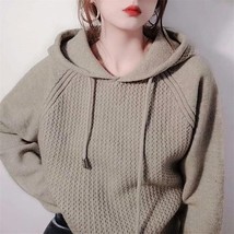 2022 new spring new honeycomb hooded sweater loose sweater women&#39;s coat  bottomi - £112.09 GBP