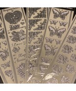 Class A Peels LOT of 5 Silver FOIL Stickers Corners Butterfly Rose Acid ... - £9.43 GBP
