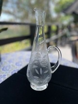 Vintge Roumanian Etched Glass Wine Decanter - $50.00